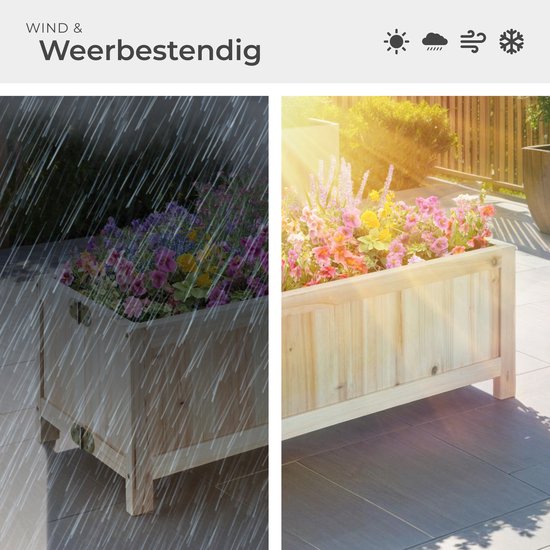 tectake® Hochbeet Blomster - Blumenkästen für den Außenbereich Rechteckig - Inklusive Folie - Faltbarer Blumenkasten aus Holz - Stabil und wetterfest - 70 x 30 x 25 cm - Gartenbeet für Kräuter, Gemüse und Blumen - Anthrazit