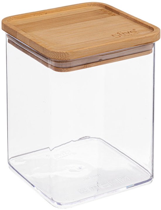 5Five – Vorratsbehälter für die Küche – Berlino – Kunststoff/Bambus – 1500 ml – Lebensmittel – 10 x 20 cm