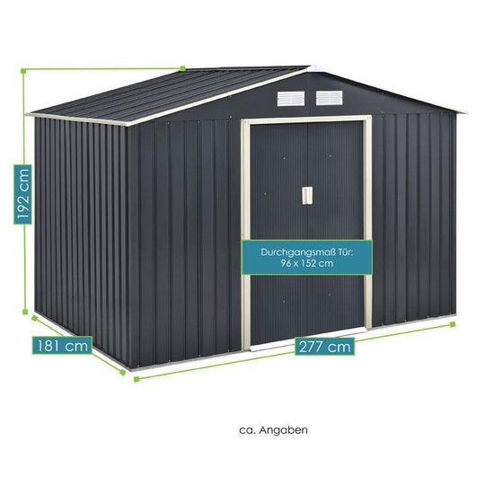 Metall-Gartenhaus XL - 277 × 191 × 192 cm