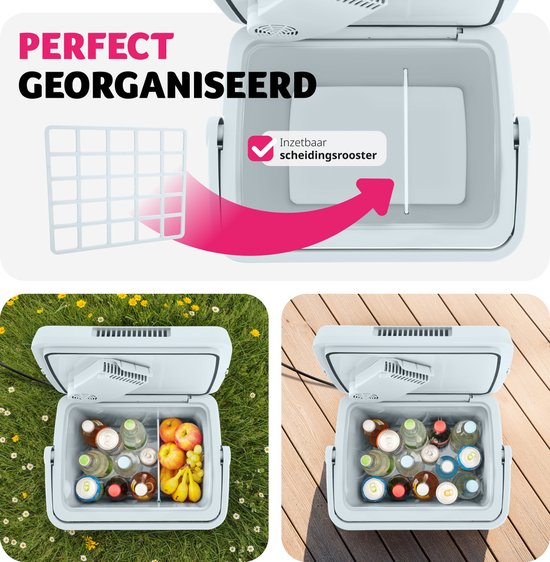 tectake - Elektrische Kühlbox mit 25 l - Kühl- und Warmhaltefunktion - Leise elektrische Kühltasche - Für Auto oder Steckdose - Mini-Kühlschrank für Camping, Getränke - Thermobox mit Strom - Eco Mode