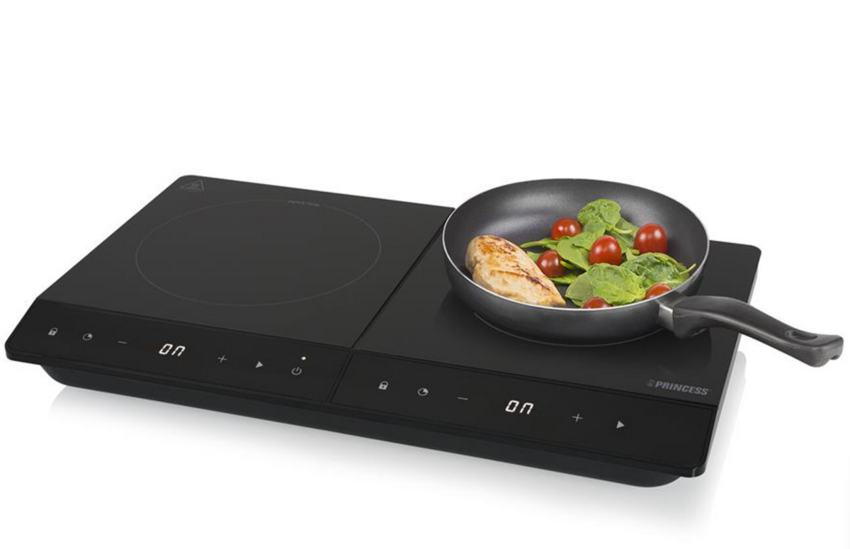 Princess 303031 Doppel-Induktionskochfeld – 3500 W – Digitalanzeige – Kochzone 19 cm – Schwarz