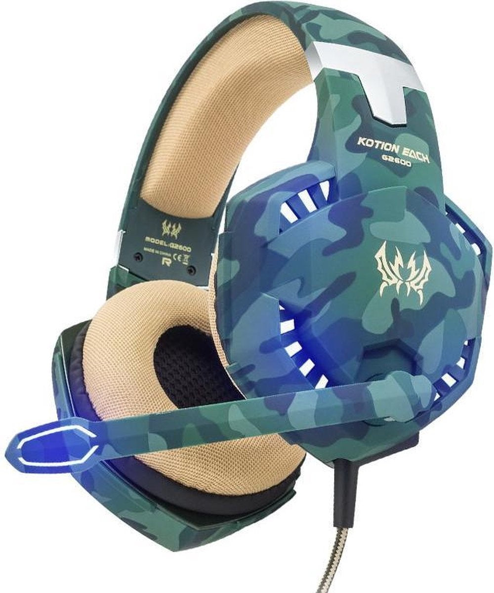 KOTION EACH G2600 - Gaming Headset - PS4 + PC - Tarnfarbe Grün