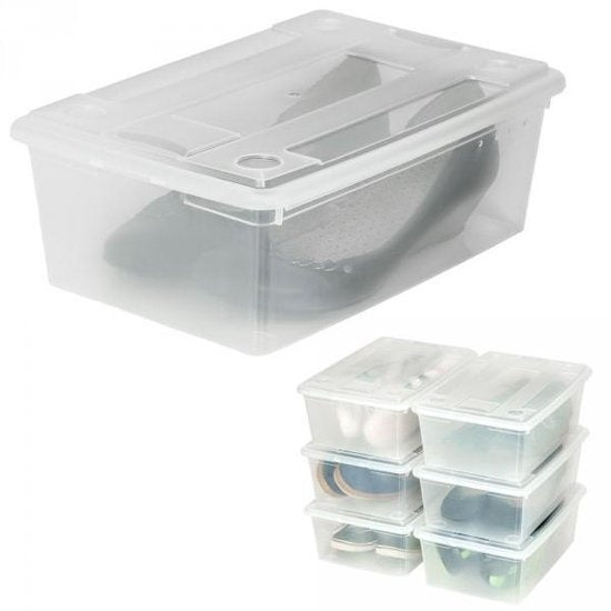 tectake - Satz von 6 transparenten Aufbewahrungsboxen - 33 x 23 x 12 cm - 401685