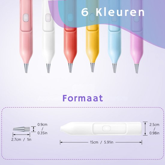 Rubye® - Elektrischer Diamantmalstift - Mit Vakuumtechnik - Wiederaufladbar über USB-C - Komfortabel in der Anwendung - Für runde und eckige Steine - Weiß