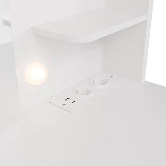 Malia Frisiertisch / Schminktisch - Inkl. Spiegel und LED - Weiß