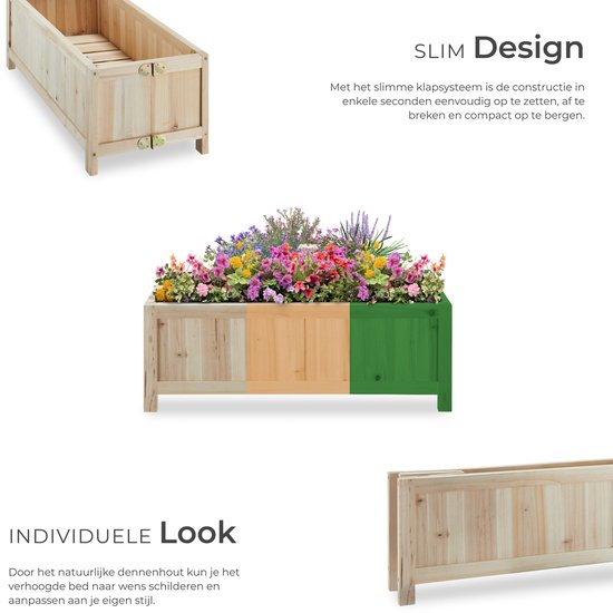 tectake® Hochbeet Blomster - Blumenkästen für den Außenbereich Rechteckig - Inklusive Folie - Faltbarer Blumenkasten aus Holz - Stabil und wetterfest - 70 x 30 x 25 cm - Gartenbeet für Kräuter, Gemüse und Blumen - Anthrazit