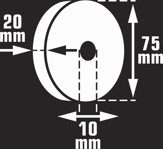 VONROC Polierscheibe - Für Metall - Universal, 75x10x20MM - K400
