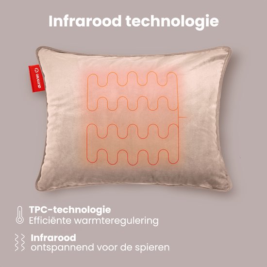 Auronic Wärmekissen - Samt - 45x60 - Kabellos - Wiederaufladbar - Elektrisches Kissen - Infrarot - Rosa
