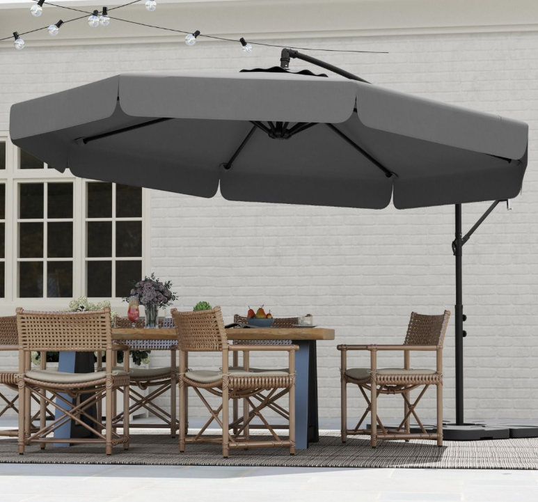 Coast Floating Parasol 305 cm mit Schutzhülle und Volant - Grau