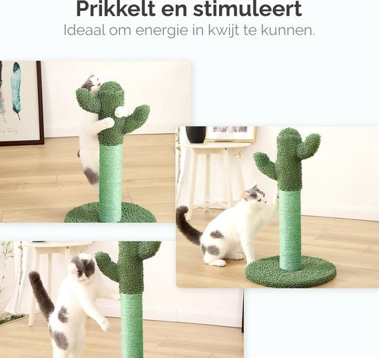 Gopets Katzenkratzbaum - Kaktus Kratzbaum Sisal - Kratzbrett modernes Design - Natürliche Kratzmöbel mit Spielzeug - 65cm