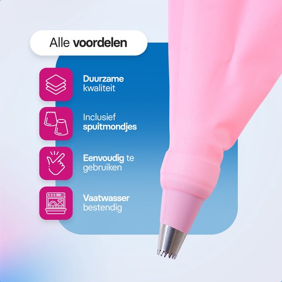 Spritzbeutel mit Tüllen | wiederverwendbar | 24 Tüllen | rosa