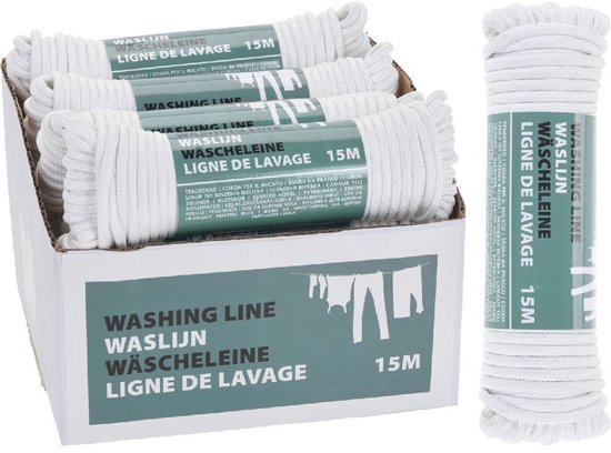 Wäscheleine/Trocknungsleine, weiß, 15 Meter, aus Polyester – Wäscheleinenfaden – Wäsche aufhängen