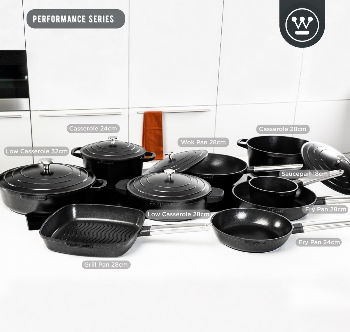 Westinghouse Performance Series Kasserolle - Sauteuse - Backofen geeignet - 32 cm - Schwarz