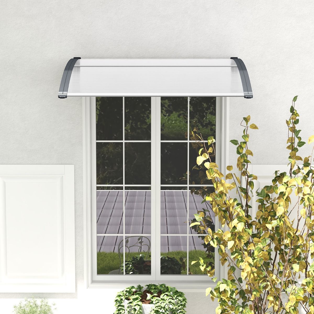 Coast Tür- und Fensterüberdachung – Witterungsbeständiges Polycarbonat – 122 x 99 cm – Grau und Silber