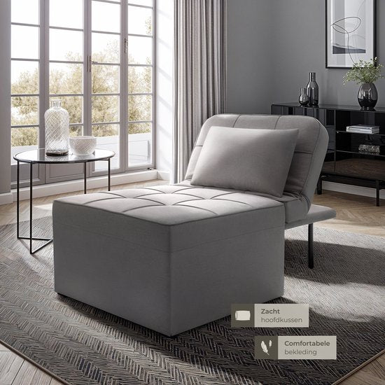 tectake 4-in-1 Komfortabler Schlafsessel mit Schlaffunktion - Sofa, Sessel oder Liege - In 6 Positionen klappbar - Modulares Schlafsofa oder Lesesessel - Für Schlafzimmer, Jugendzimmer oder Wohnzimmer