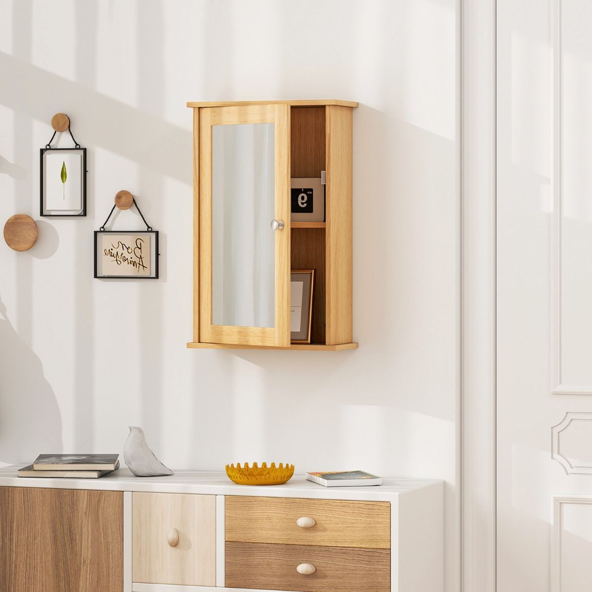 Coast Badezimmerschrank mit Spiegel – beidseitig öffnende Tür – verstellbares Regal – Natur