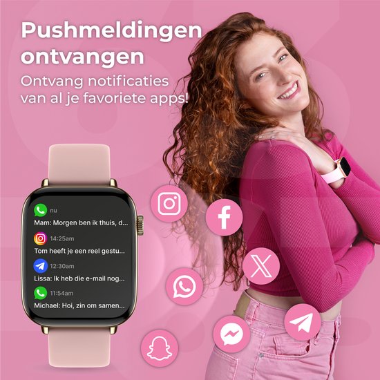 Nuvance - Smartwatch für Männer und Frauen mit Bluetooth - IP68 Wasserdicht - Geeignet für alle Smartphones - Schrittzähler und Herzfrequenzmesser - Gold