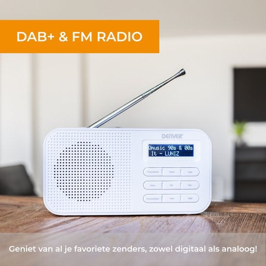 Denver DAB-Radio - Küchenradio - FM-Radio - Tragbares Radio - Batterien & Netzanschluss - DAB42 - Weiß