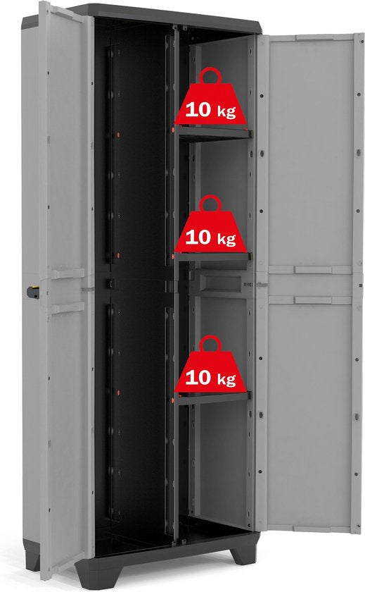 Keter Stilo Hochschrank - 3 Fachböden - 68x39x173 cm - Dunkelgrau/Schwarz