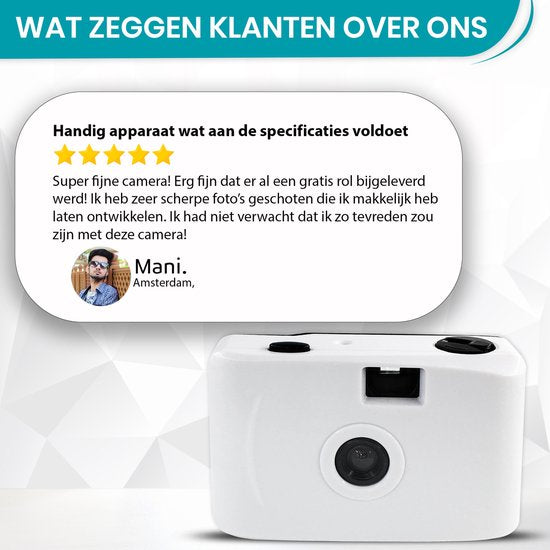 TibaGoods Einwegkamera - Mit Rolle - Wasserdicht - Analogkamera - Kinderkamera - Weiß