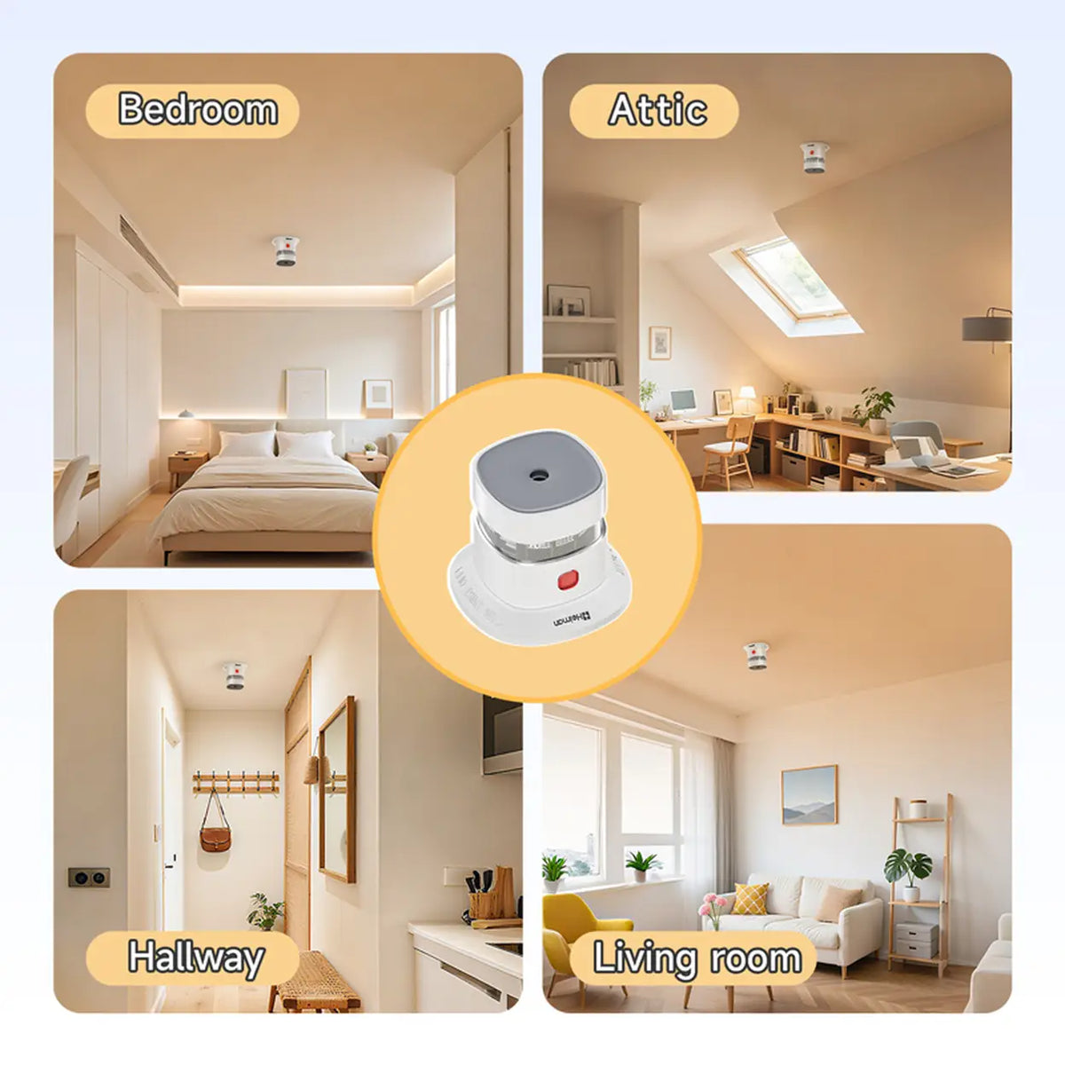 Heiman Mini-Rauchmelder, 3er-Set – 10 Jahre Batterielebensdauer – 85 dB Alarm