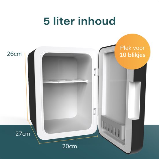 Soft & Silky Mini-Kühlschrank - 5L - Lebensmittel & Getränke - Hautpflege - Organizer - 12V & 230V - Kühlen & Heizen - Schwarz