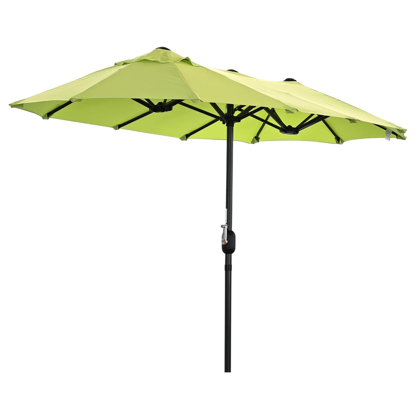 Angel Living 297 × 153 cm Doppelter Gartenschirm, beige – UPF 50+, ovale Form, Handkurbel