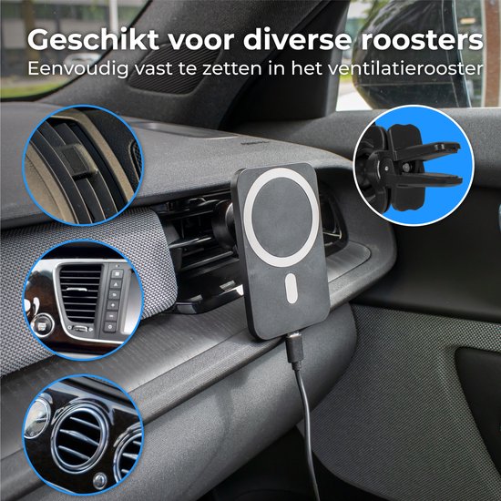 Nuvance Telefonhalter Auto - Geeignet für MagSafe iPhone 12/13/14/15/16 - Telefonhalter - Kabelloses Ladegerät - Handy-Halter Auto