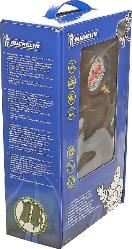 Michelin Fußpumpe Doppelzylinder - mit Manometer - 7 bar
