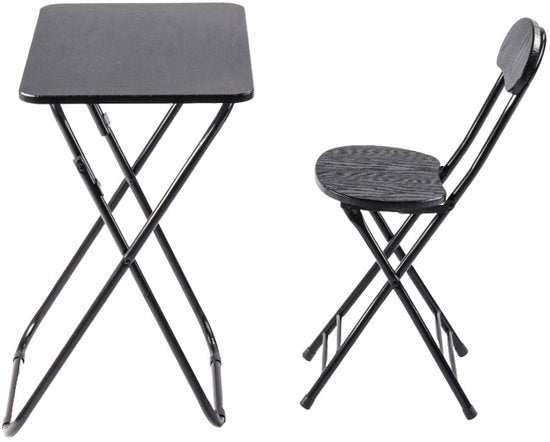 Ceruzo Kinder-Klapptisch mit Stuhl - Schwarz - klappbar - MDF - Metall