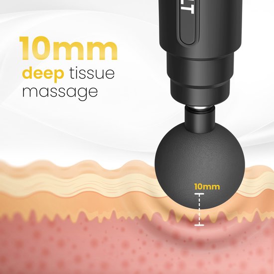 Revolt - Mini-Massagepistole - Inklusive 5 Aufsätze - Inklusive Adapter - 6 Geschwindigkeitsstufen - Muskelerholung & Muskelentspannung