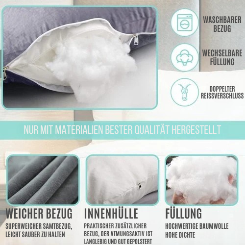 Strex - Schwangerschaftskissen - XXL - Umstandskissen - Velours - 280cm - Abnehmbarer Bezug - Grau