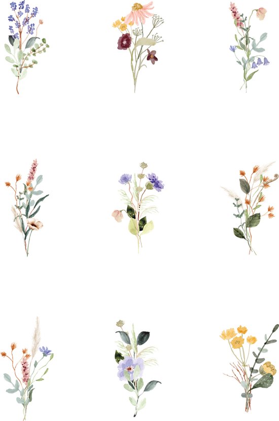 Partizzle 36x Trockenblumen-Grußkarten mit Umschlägen - ohne Text - Schöne botanische Postkarten verschicken - Glückwunschkarte zur Hochzeit - Aquarellblumen / Blumen / Natur - 15x10 cm