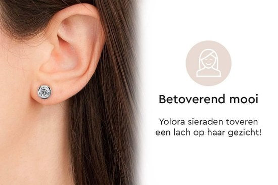 Yolora Damen Ohrringe mit runden Kalpa Camaka Kristallen - Farbe Silber - 18K Weißgold vergoldet