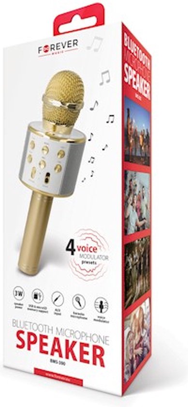 Forever Bluetooth-Mikrofon mit Lautsprecher BMS-300, goldfarben