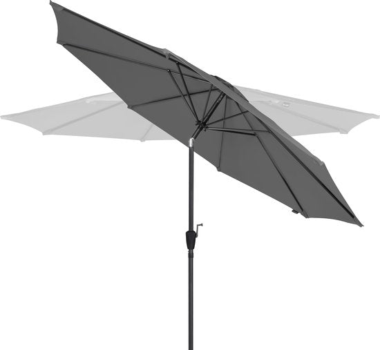 VONROC Premium Stick Sonnenschirm Recanati Ø300cm - Inkl. Schutzhülle - Runder Sonnenschirm - Neigbar - UV-beständiges Tuch - Grau