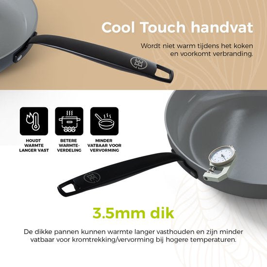 BE Living Essential Bratpfanne - Ø 24 cm - Keramik - PFAS-frei - Induktion - Grau