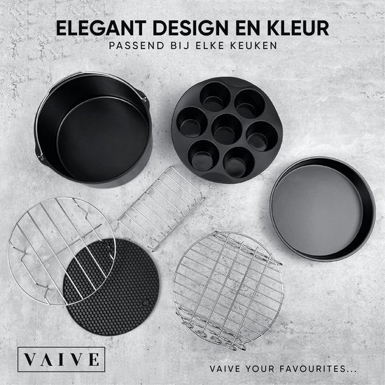 VAIVE Heißluftfritteuse Zubehör Set - Passend für alle Airfryer XL und XXL - ⌀ 20 cm