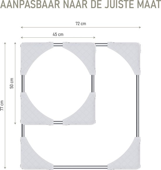 Noswo Waschmaschinenheber - Bis zu 300 KG - Verstellbares Multitool - Antivibrationsdämpfer - Auch für Geschirrspüler, Kühlschrank, Gefrierschrank und Trockner geeignet - 45/63 x 11/13 cm