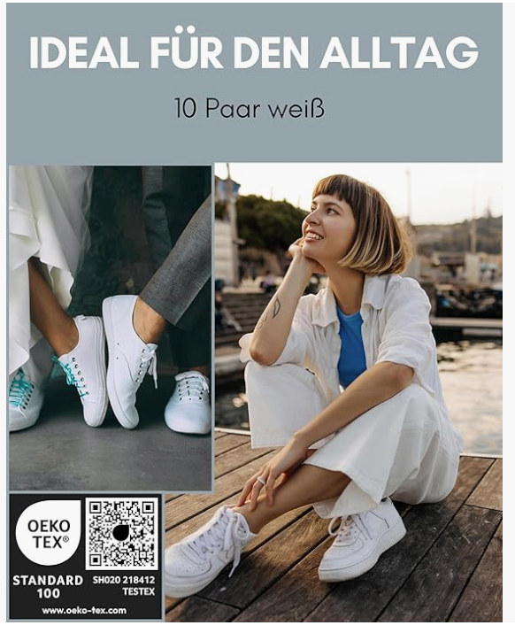 HELDENWERK - Knöchel- & Sneakersocken - 10 Paar - Weiße Baumwolle - Atmungsaktiv & nahtlos - Größe 47-50 - Anti-Rutsch & Extra Komfort - Unisex