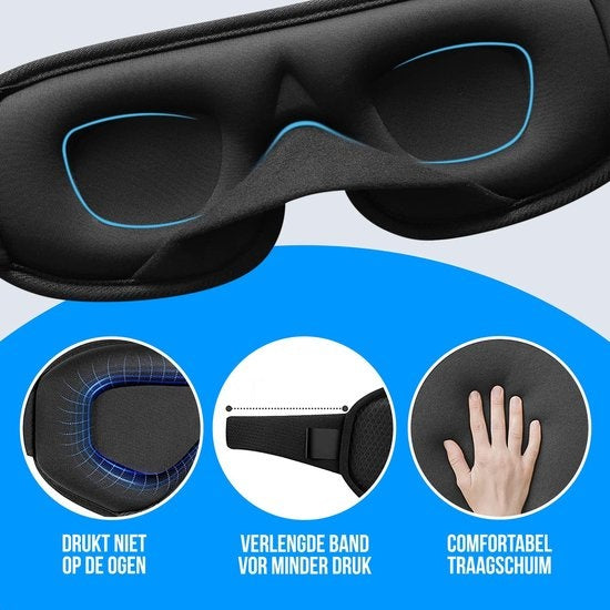 Strex Luxus Schlafmaske - 3D Ergonomisch - 100% Verdunkelung - Memory Schaumstoff - Schlafmaske - Augenmaske