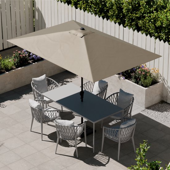 LifeGoods Sonnenschirm - Garten - 200x300cm - 30° neigbar - Wasserdicht - UPF50+ - Taupe