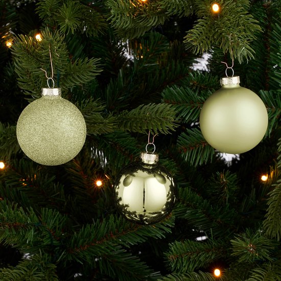 House of Seasons Weihnachtskugelset - 42 Stück - Ø7 cm - Glas - Hellgrün
