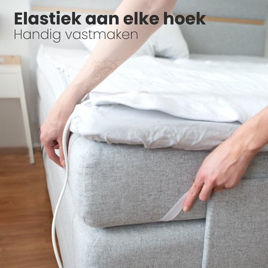 Auronic Electric Blanket - 2 Personen - 160x140cm - mit Eckgummis und 2 Reglern - Weiß