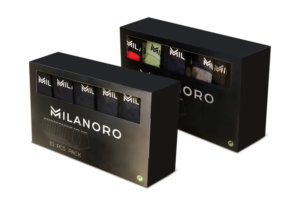Milanoro - 10er-Set modischer Boxershorts aus Baumwolle - Schwarz - M
