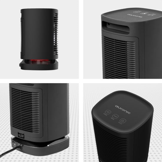 Auronic Elektrische Heizung - Heizlüfter - 3 Stufen - 950W - LED-Anzeige - Rotierend - Schwarz