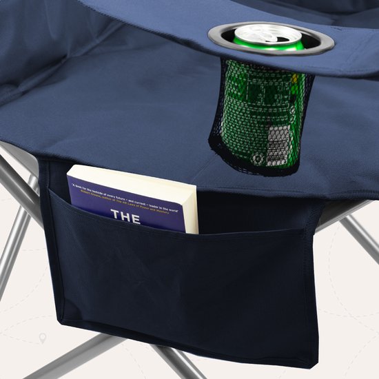 TRVLMORE Campingstuhl - klappbar - XL - Komfortabler Klappstuhl - 150 kg Belastbarkeit - Getränkehalter - Kühlfach - Angelstuhl - Klappstuhl - Blau