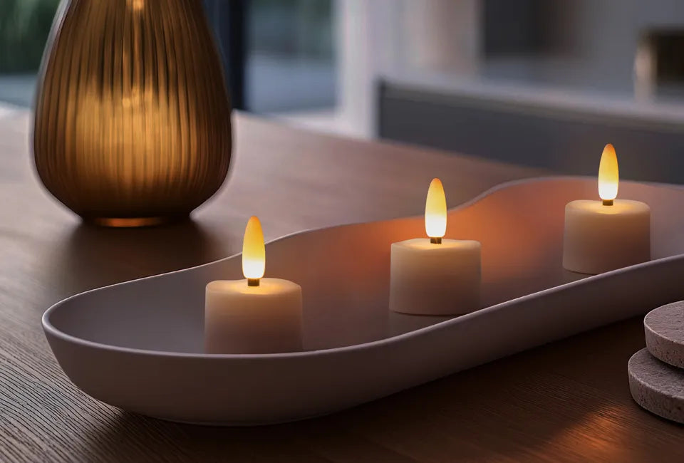 Home & Comfort - Wiederaufladbares LED-Teelicht-Set (6 Stück) - Mit Fernbedienung - Dimmbar - 4 Lichtstufen - Inklusive Ladestation