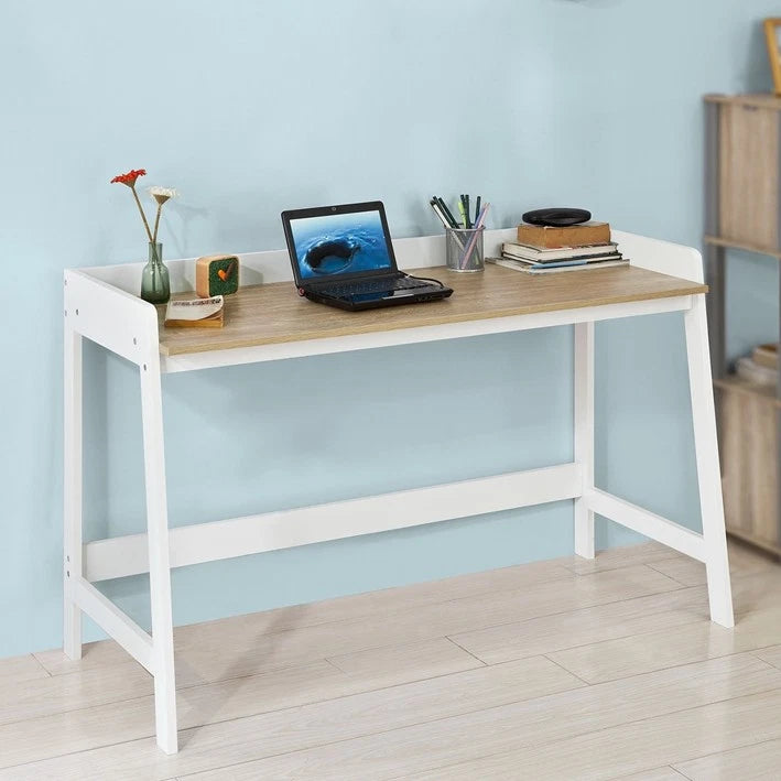 SoBuy FWT41-WN Schreibtisch - Weißes Holzdesign mit geräumiger Arbeitsfläche