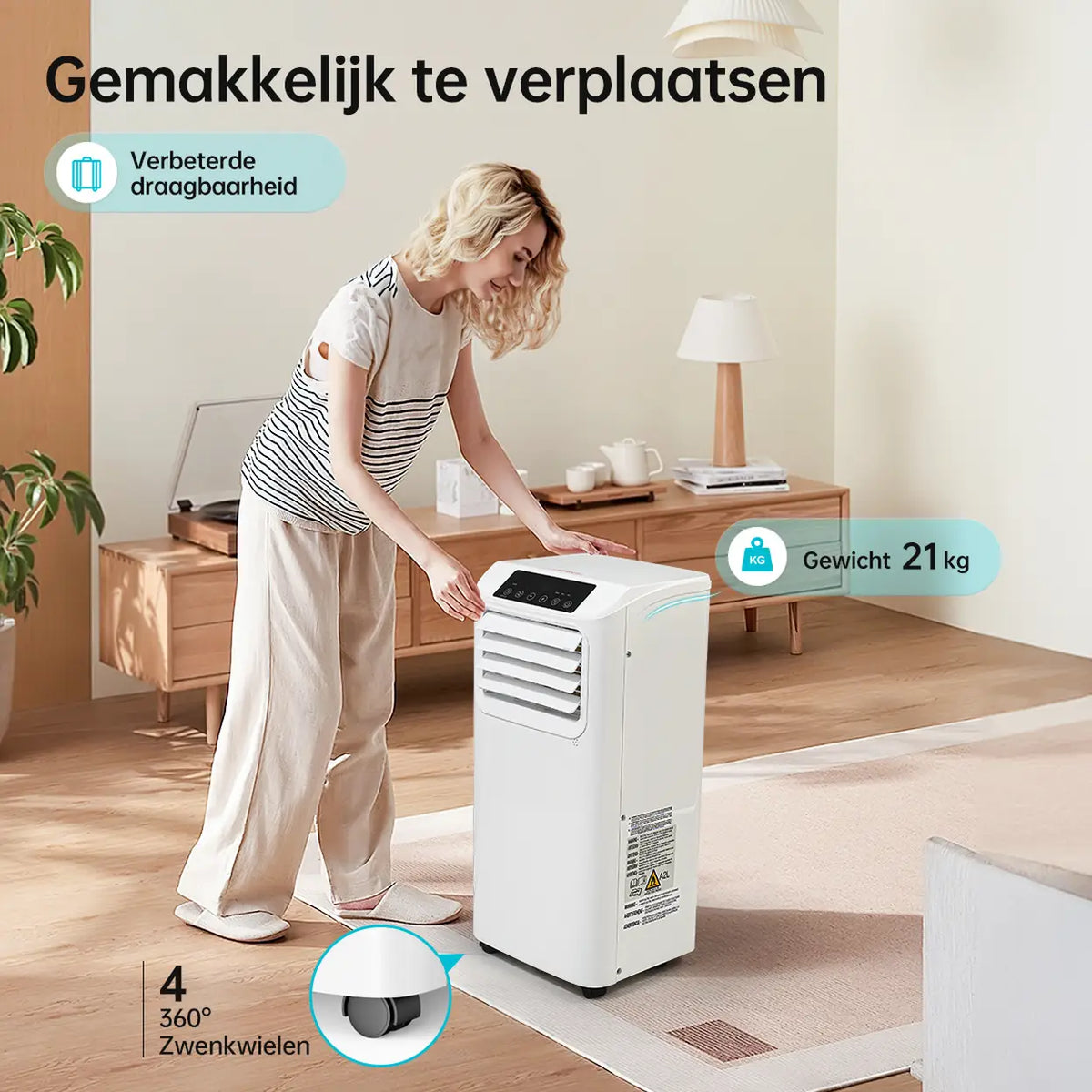 Humhold Mobile Klimaanlage 9000 BTU – 3-in-1: Kühlen, Entfeuchten und Belüften – bis zu 33 m²
